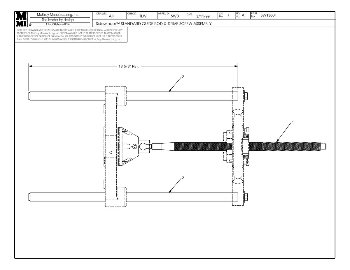 SW13601 - Sw Std Guide Rod&Dr Screw Assembly