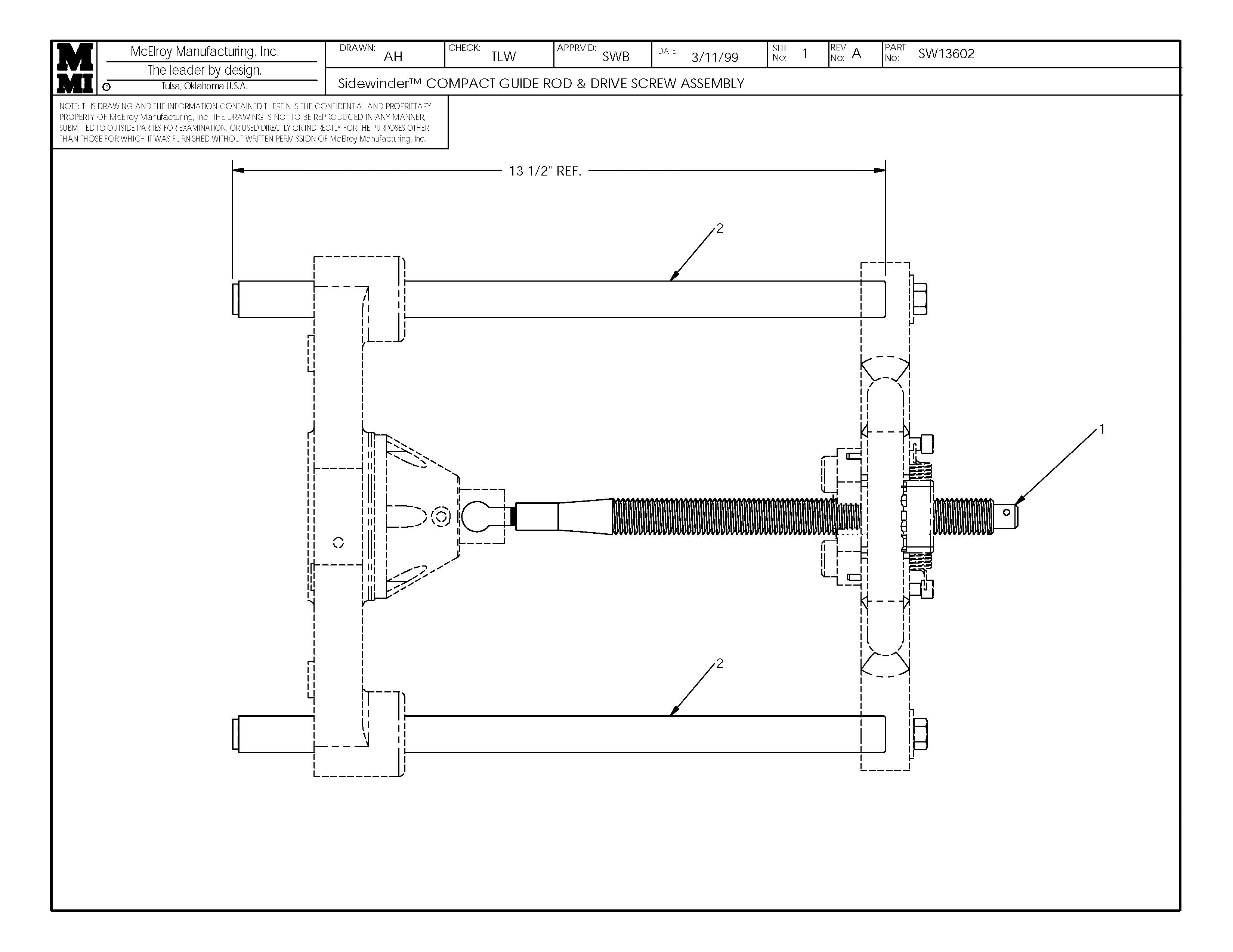 SW13602 - Sw Compact Gde Rod&Dr Scr Assembly