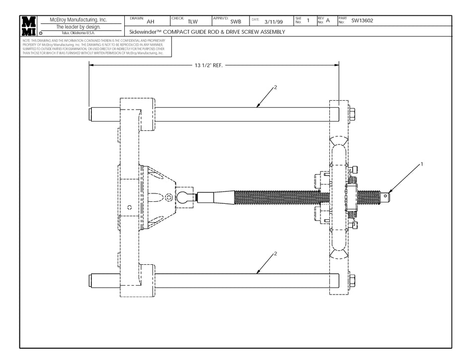 SW13602 - Sw Compact Gde Rod&Dr Scr Assembly