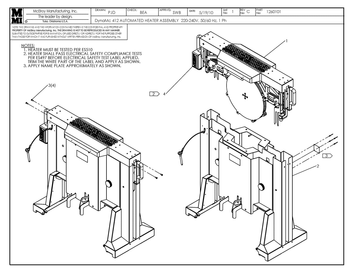 McElroy Part 1260101 - DM 412 AUTO 220-240V HTR ASSY for sale