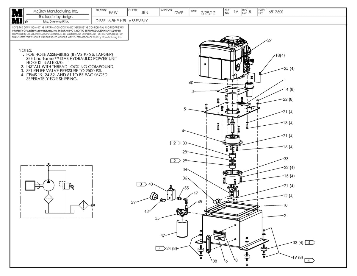 6517501 - Diesel 6.8Hp Hpu Assembly