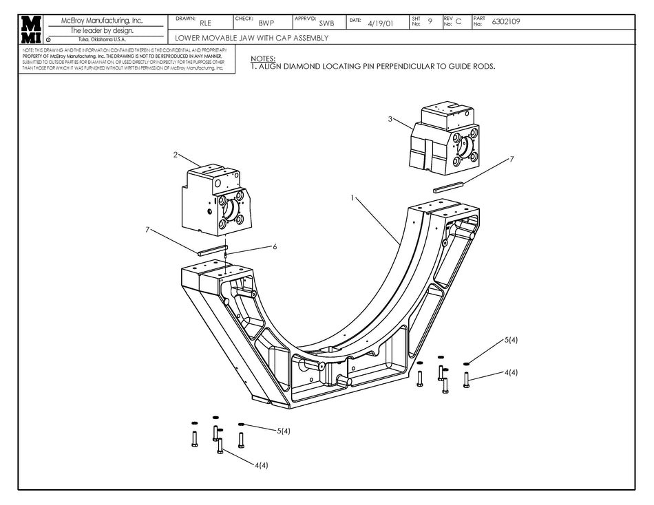 McElroy Part 6302109 - LOWER MOVABLE JAW W/ CAP ASSY for sale