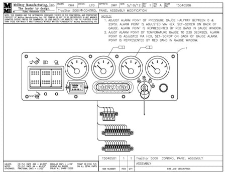 T5040506 - T500 II Control Panel Assembly Mod