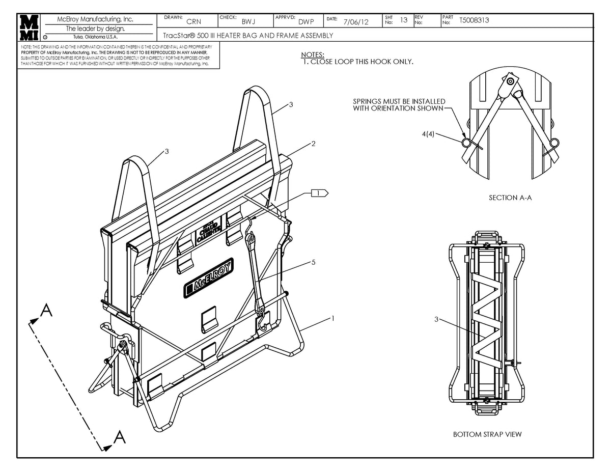 T5008313 - T500 III Heater Bag & Frame Assembly