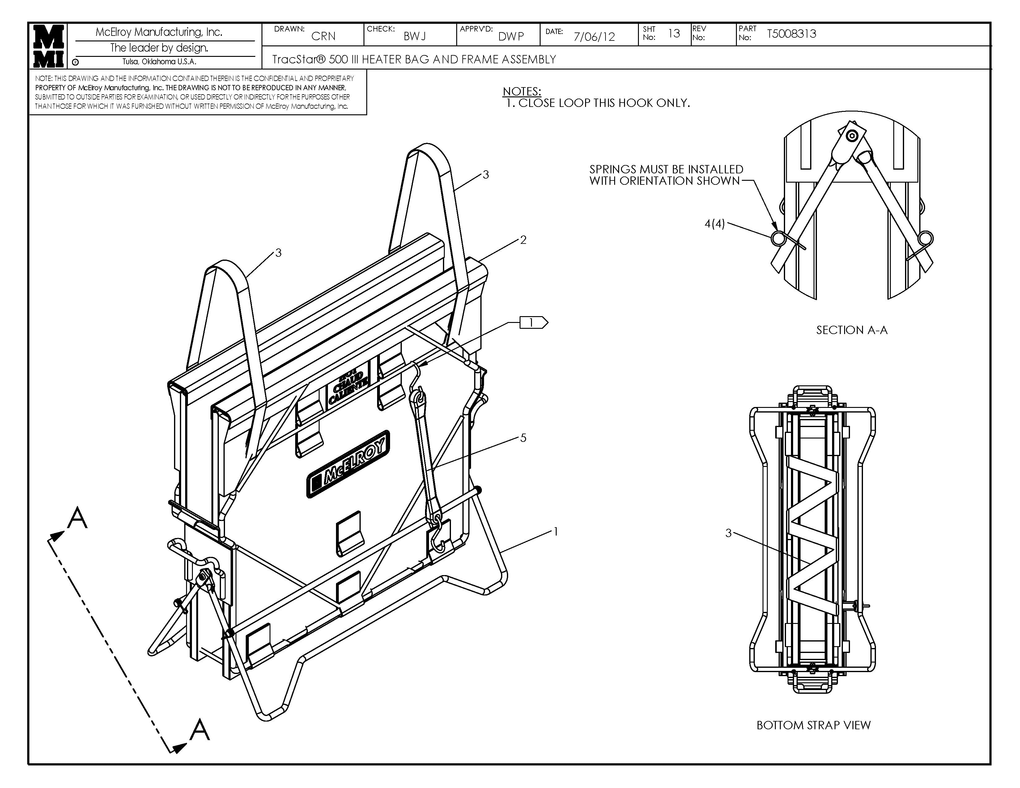 T5008313 - T500 III Heater Bag & Frame Assembly