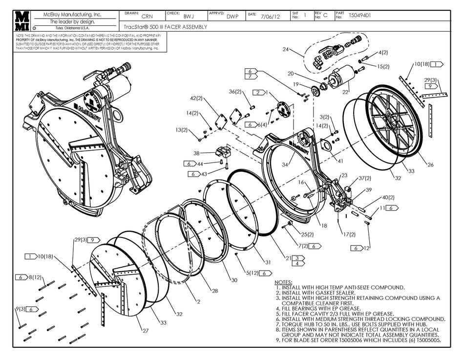 T5049401 - T500 III Facer Assembly