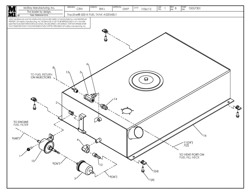 McElroy Part T5057301 - T500 III FUEL TANK ASSY For Sale