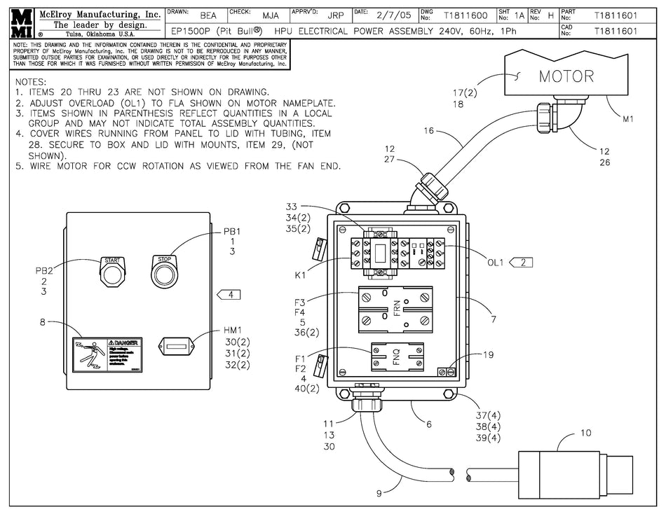 T1811601 - 240,60,1 Pb Hpu Elec Pwr Assembly