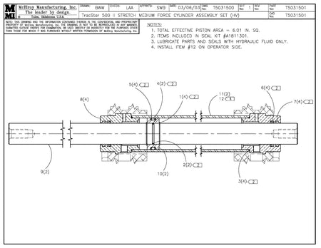 T5031501 - T500II Stretch Mf Cylinder Assembly Set