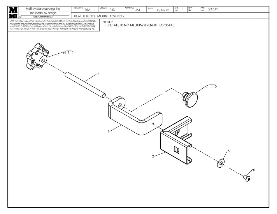 McElroy Part 239301 - HTR BENCH MOUNT ASSY for sale