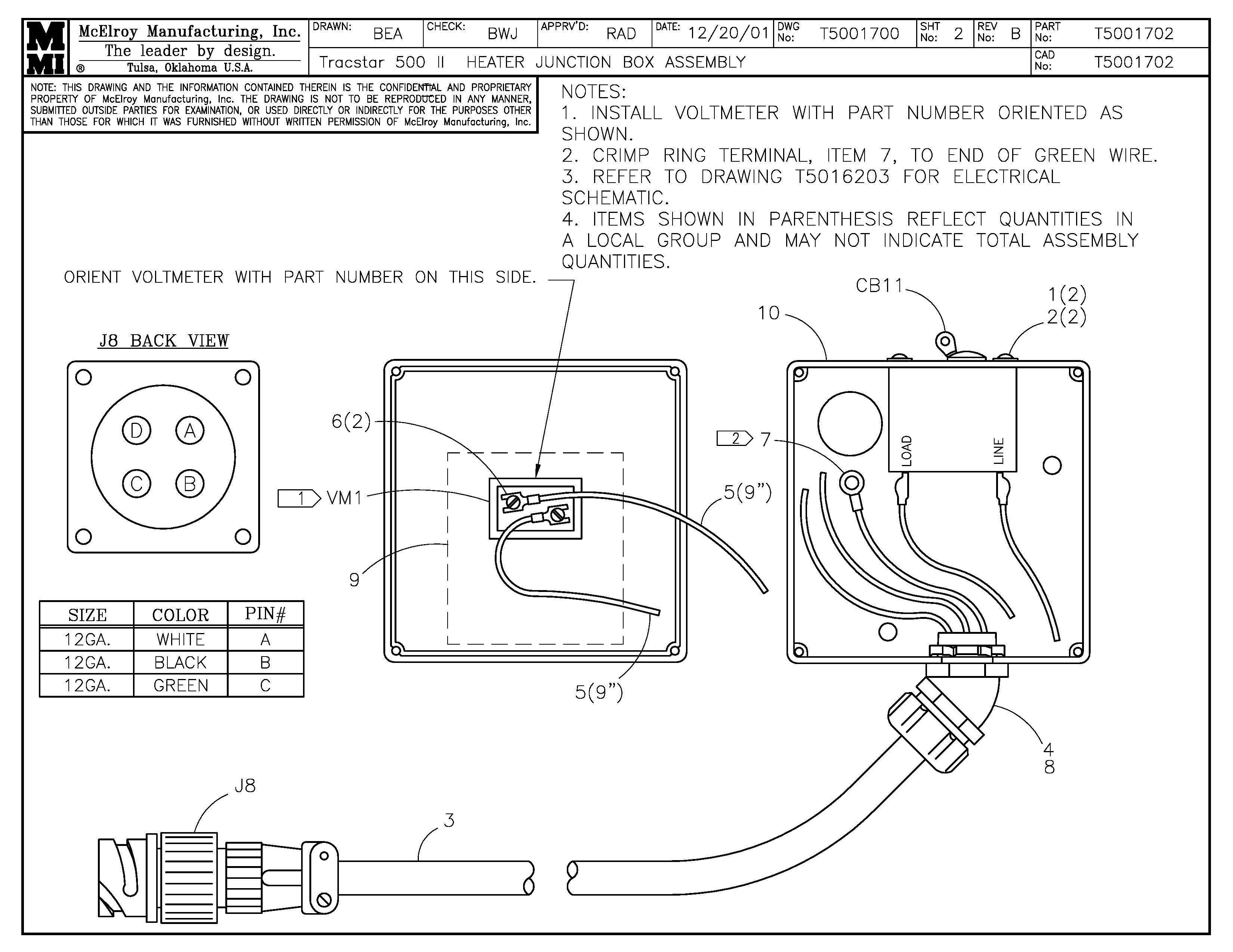 T5001702 - T500 II Heater Junction Box Assembly