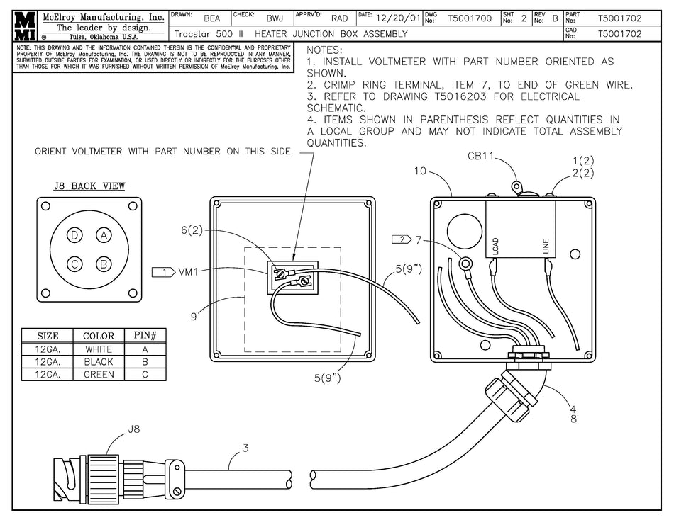 T5001702 - T500 II Heater Junction Box Assembly