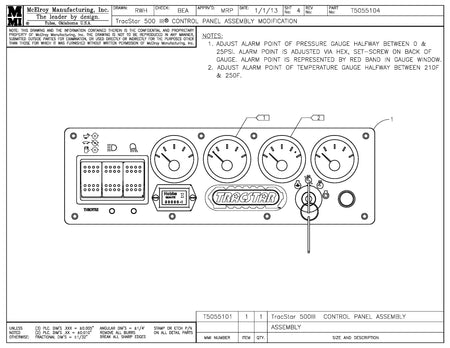 T5055104 - T500 III Control Panel Assembly Mod