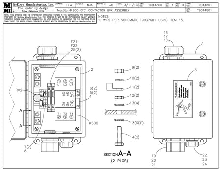 T9044801 - T900 Gfci Contactor Box Assembly