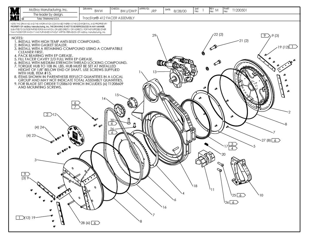 T1200501 - T412 Facer Assembly