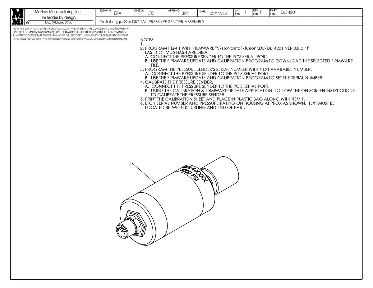 DL14201 - Dl 4 Dig Pressure Sender Assembly