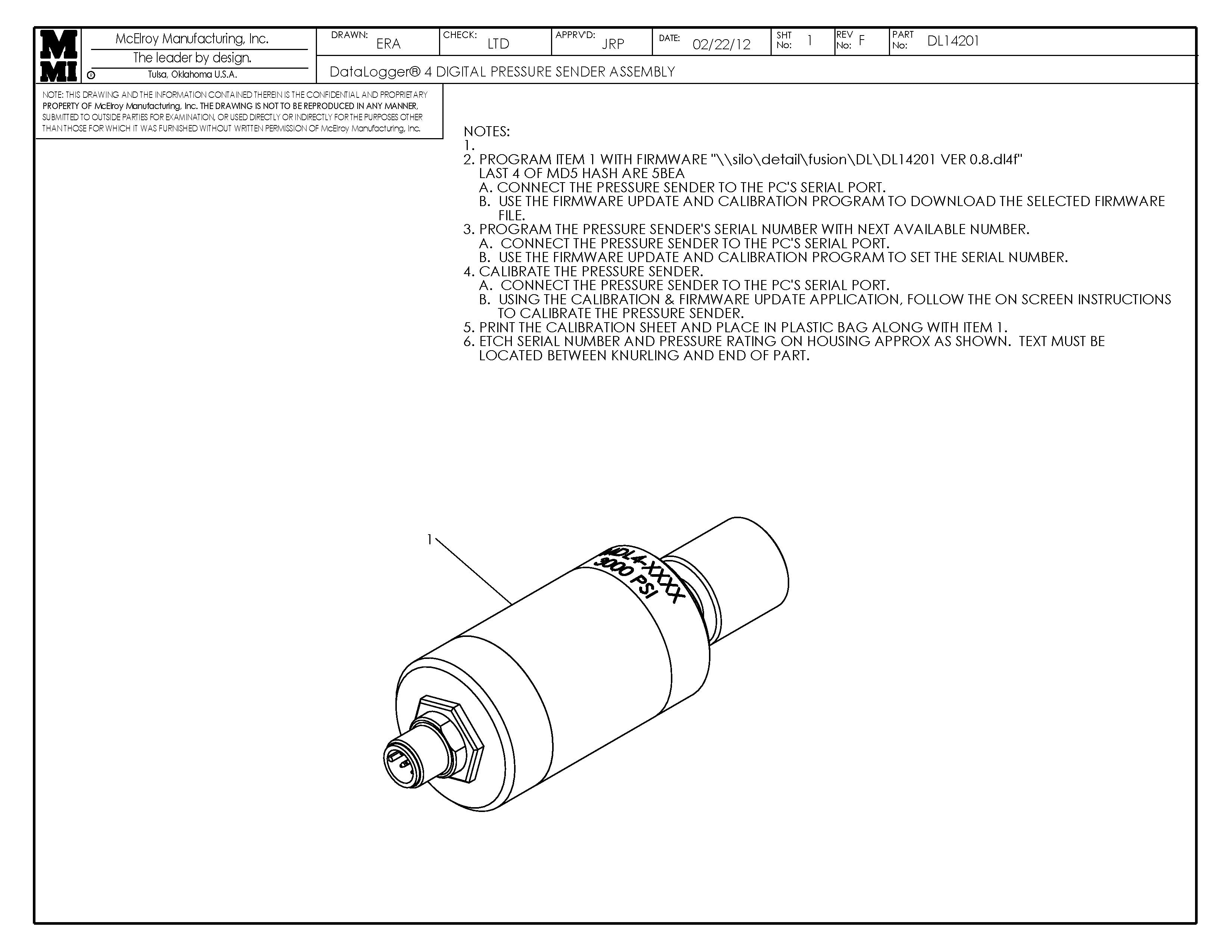DL14201 - Dl 4 Dig Pressure Sender Assembly