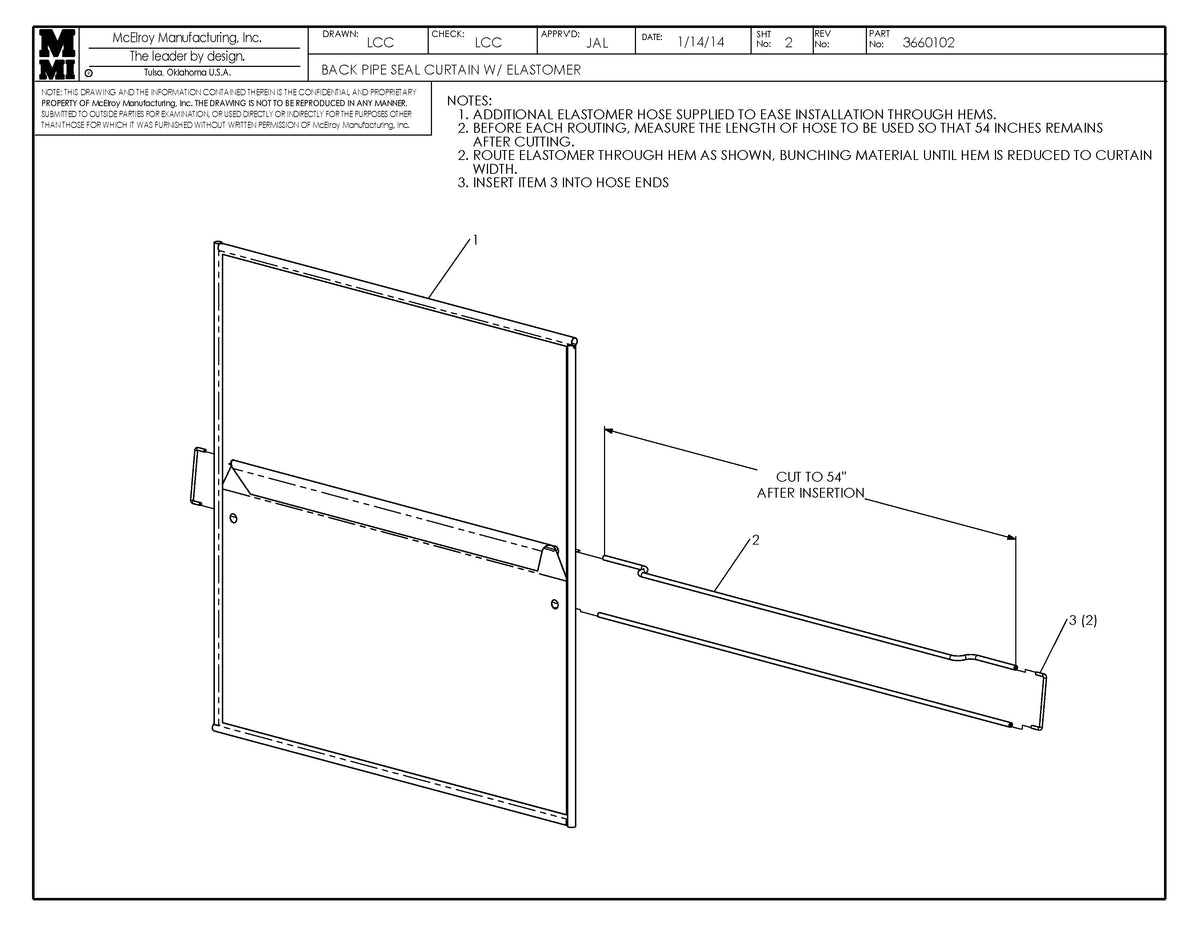McElroy Part 3660102 - BCK PIPE SEAL CURT W/ELASTOMER for sale