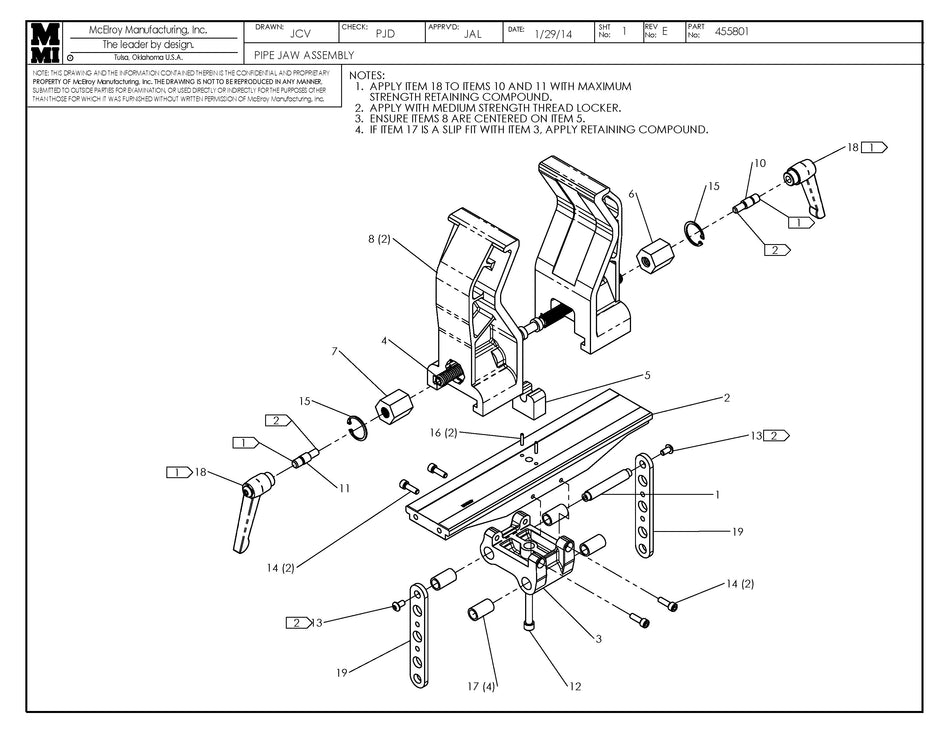 McElroy Part 455801 - PIPE JAW ASSY for sale