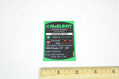McElroy Part 8163133 - MODEL T5008009 PART NO LABEL for sale