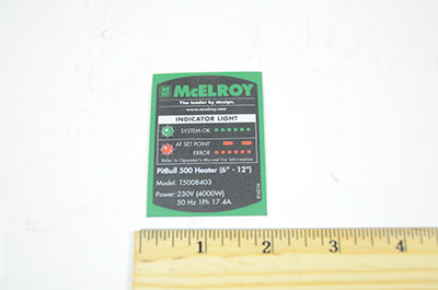 McElroy Part 8163134 - MODEL T5008403 PART NO LABEL for sale