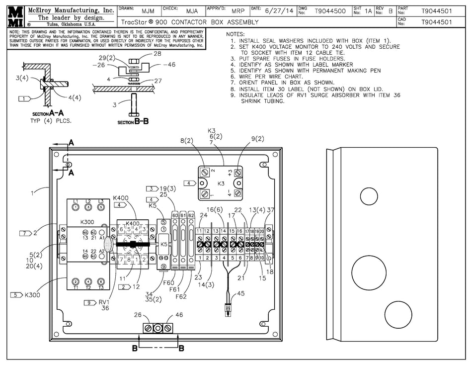 McElroy Part T9044501 - T900 CONTACTOR BOX ASSY For Sale