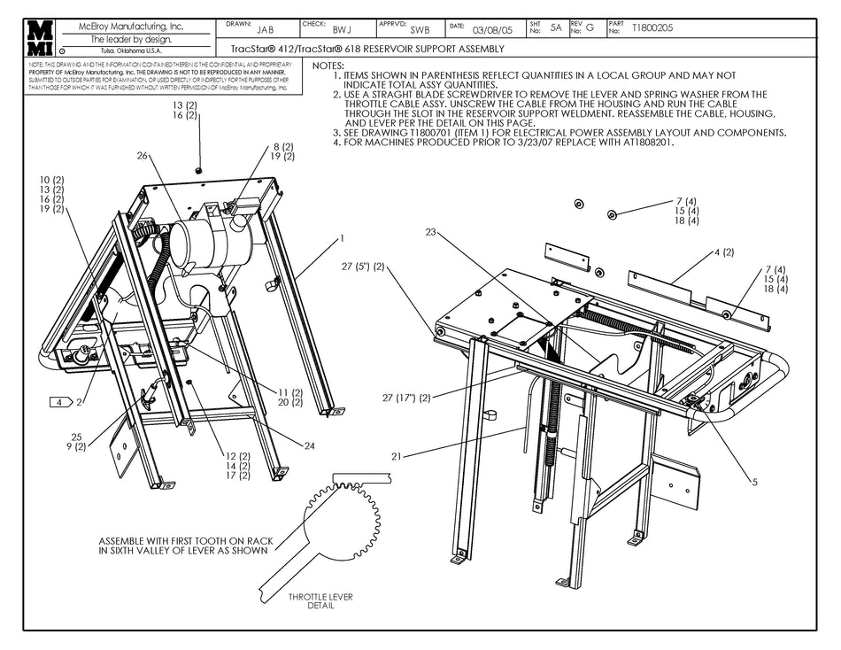 T1800205 - T412/T618 Rsvr Support W/Elec Pwr
