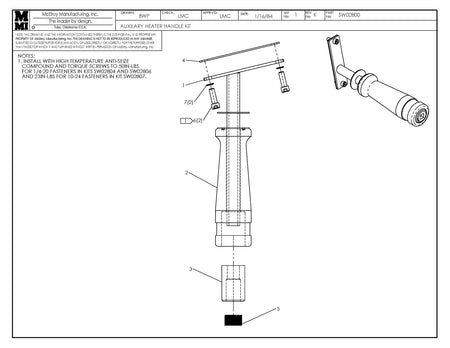 SW02806 - 4" Auxilary Heater Handle Kit