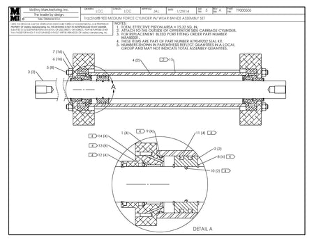 T9000505 - T900 Mf Cylinder W/Wear Band Assembly St