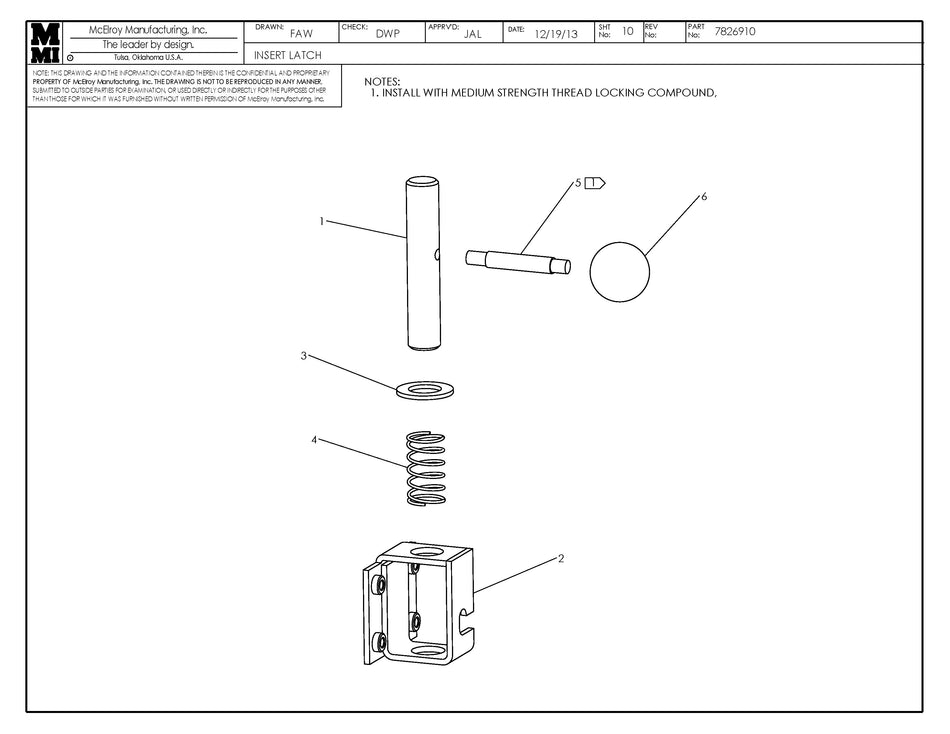 McElroy Part 7826910 - INSERT LATCH for sale