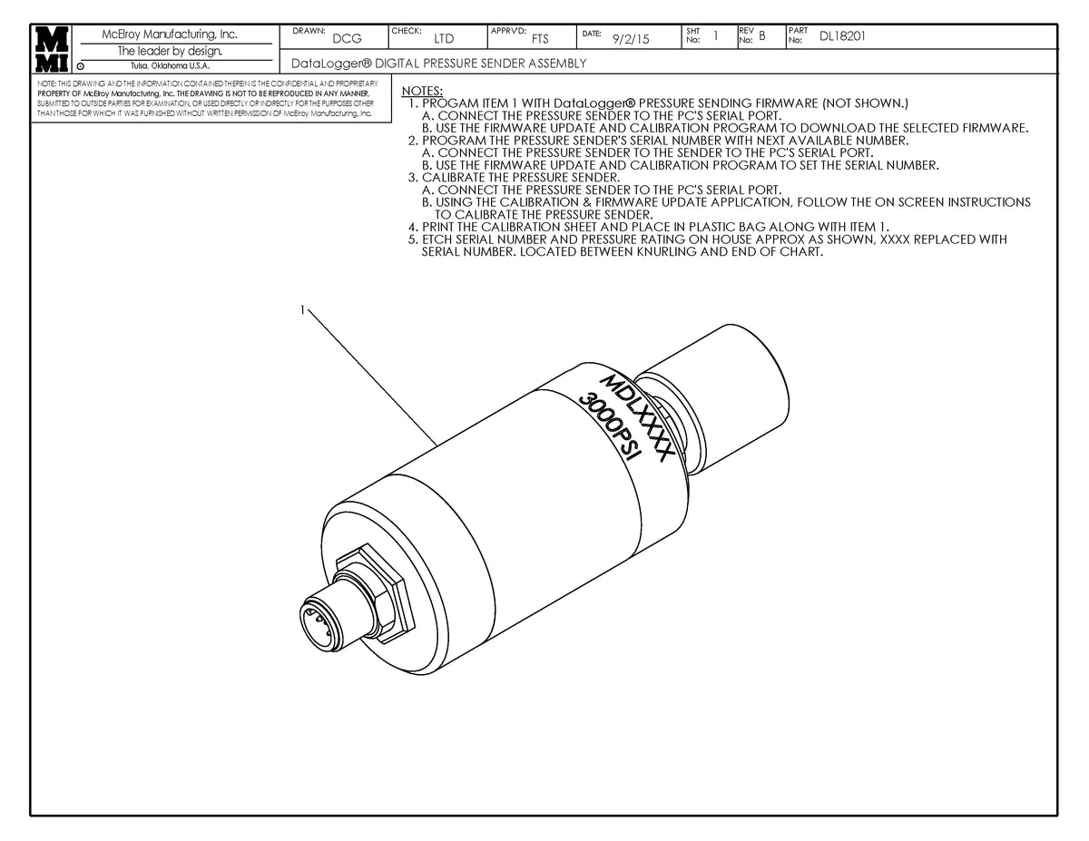 DL18201 - Dl Digital Pressure Sender Assembly