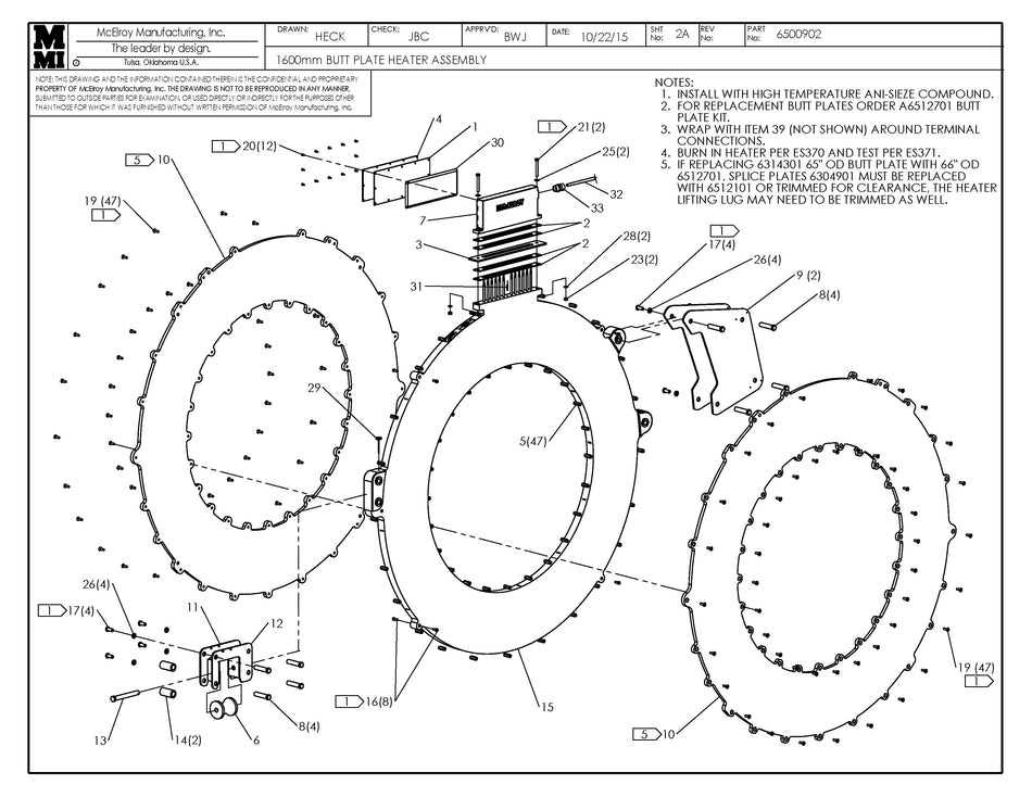 McElroy Part 6500902 - 1600 BP HEATER ASSY for sale