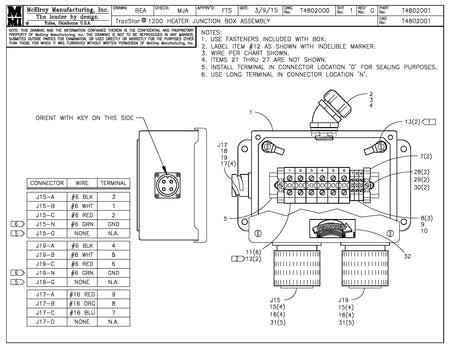 T4802001 - T1200 Heater Junction Box Assembly