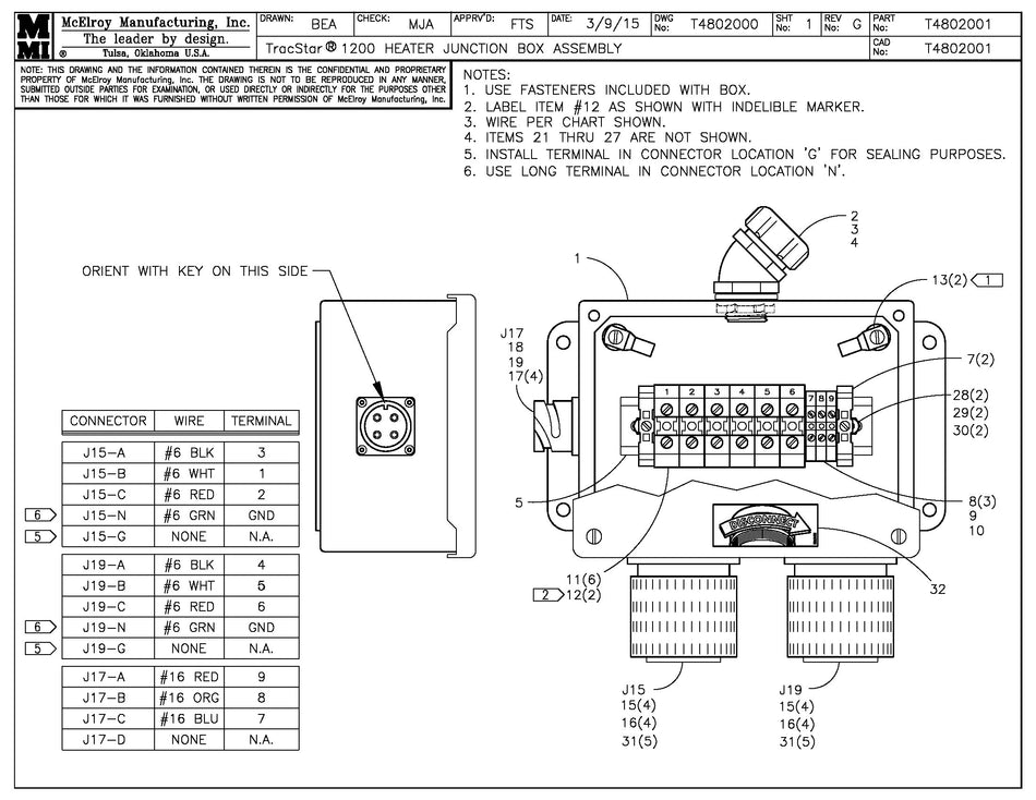T4802001 - T1200 Heater Junction Box Assembly