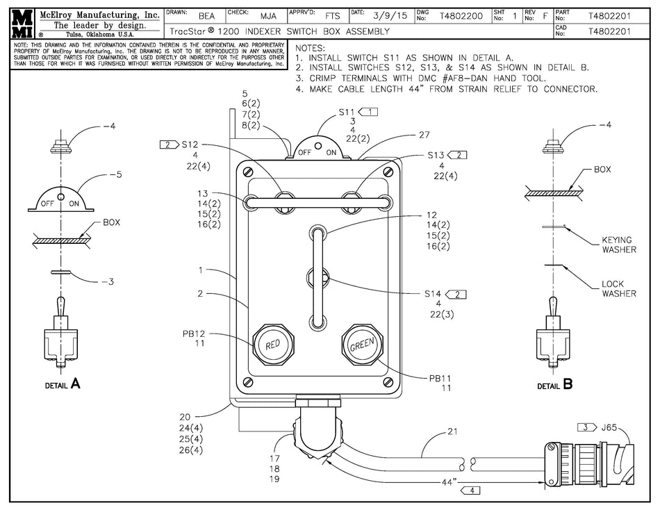 T4802201 - T1200 Indexer Switch Box Assembly