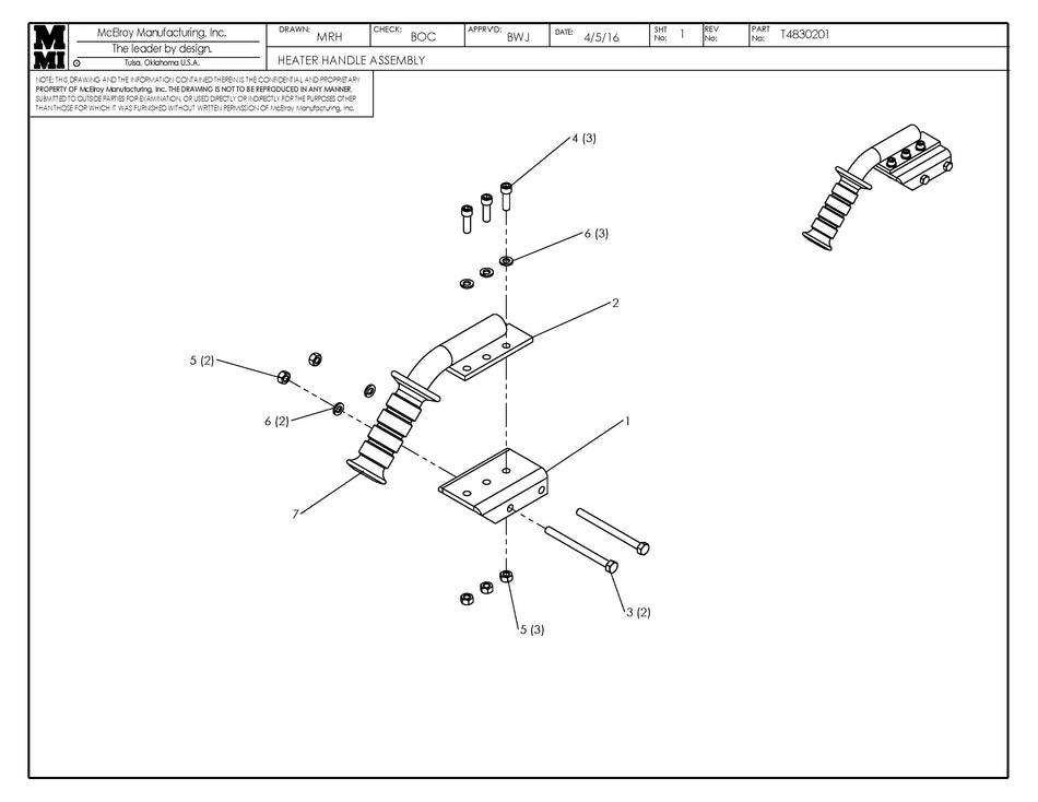 T4830201 - Heater Handle Assembly