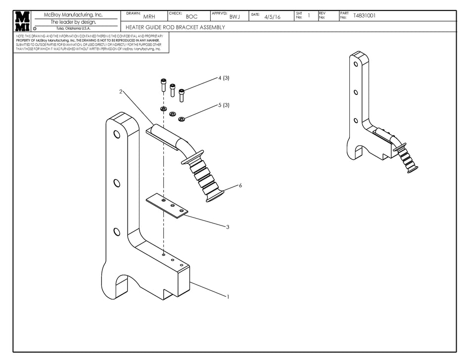 T4831001 - Heater Guide Rod Bracket Assembly