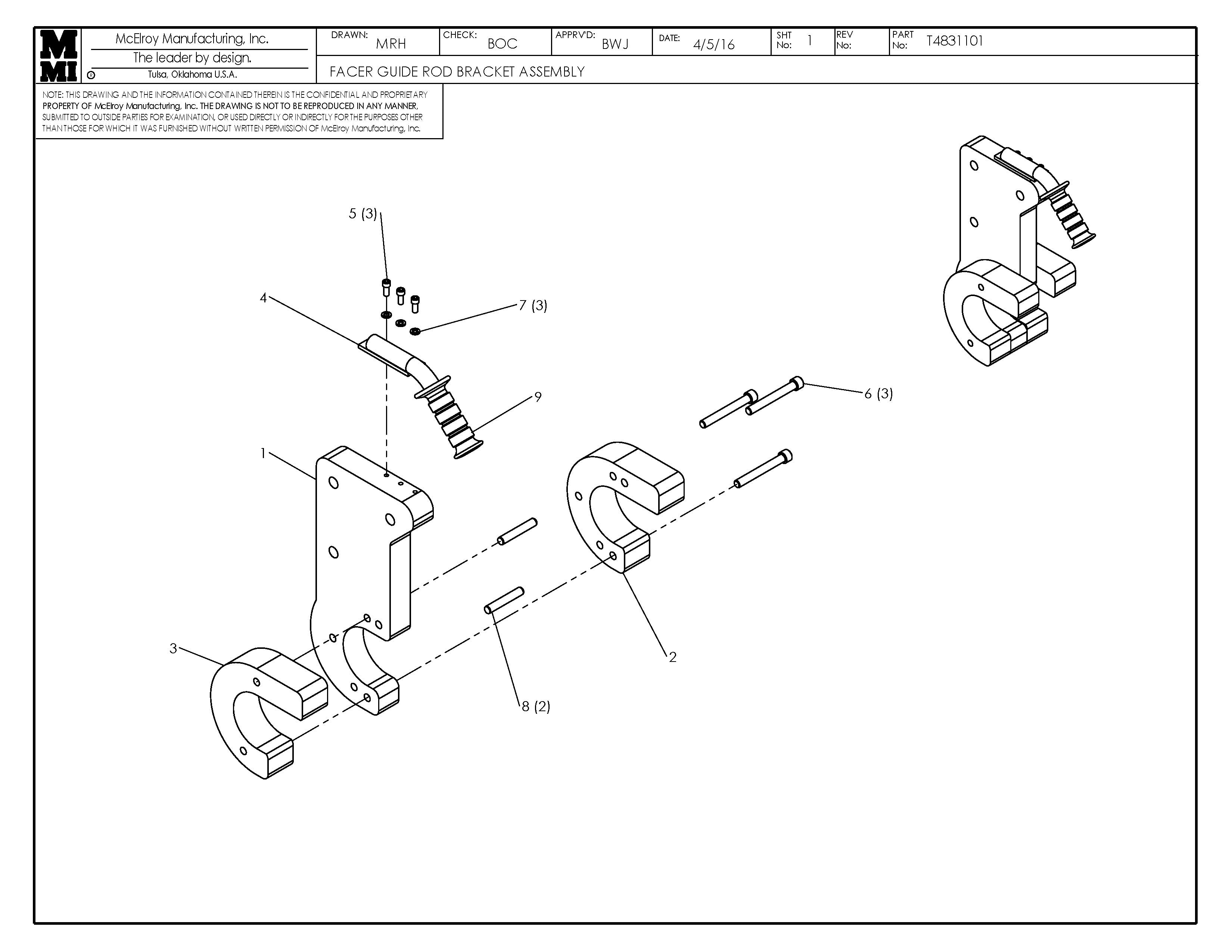 T4831101 - Facer Guide Rod Bracket Assembly