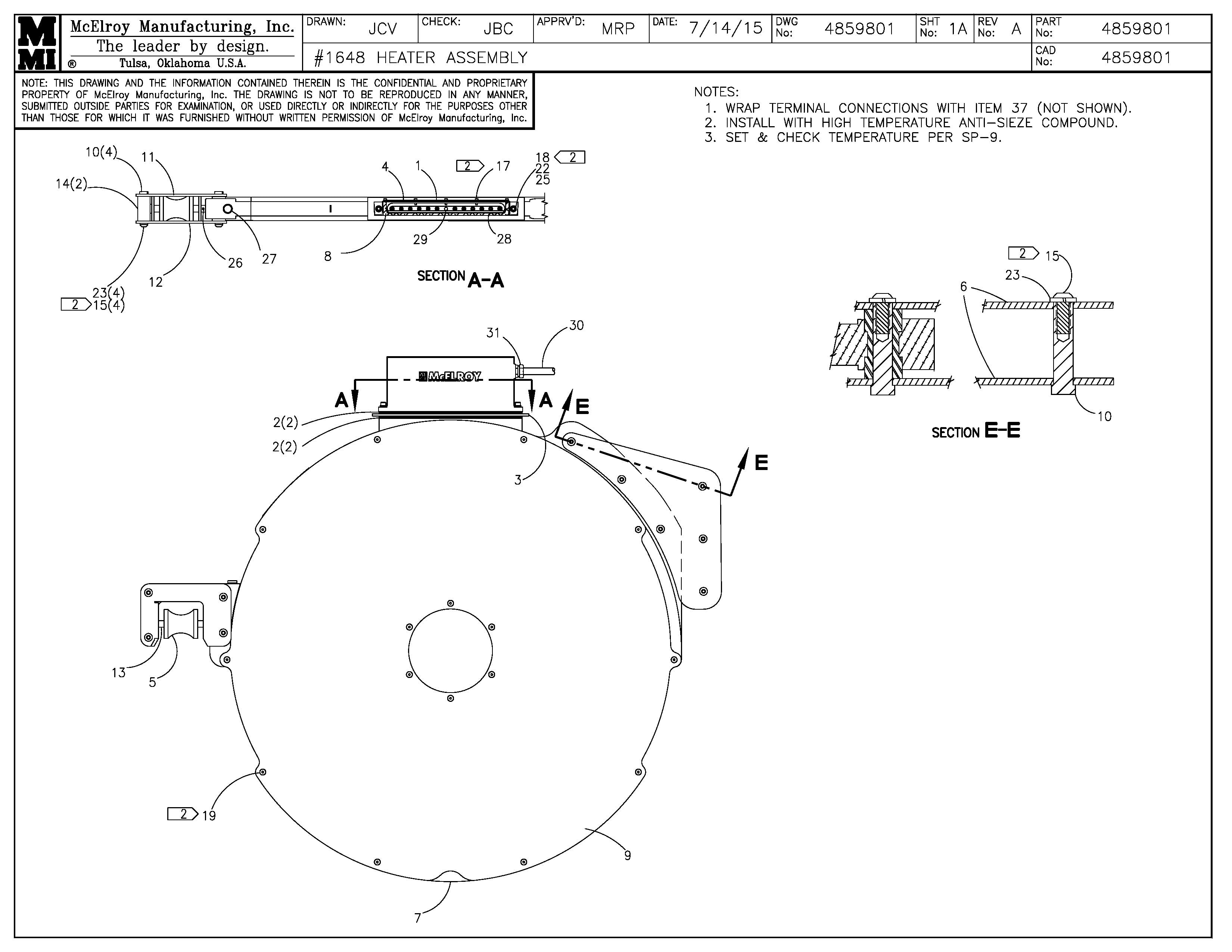 McElroy Part 4859801 - 1648 HEATER ASSY for sale