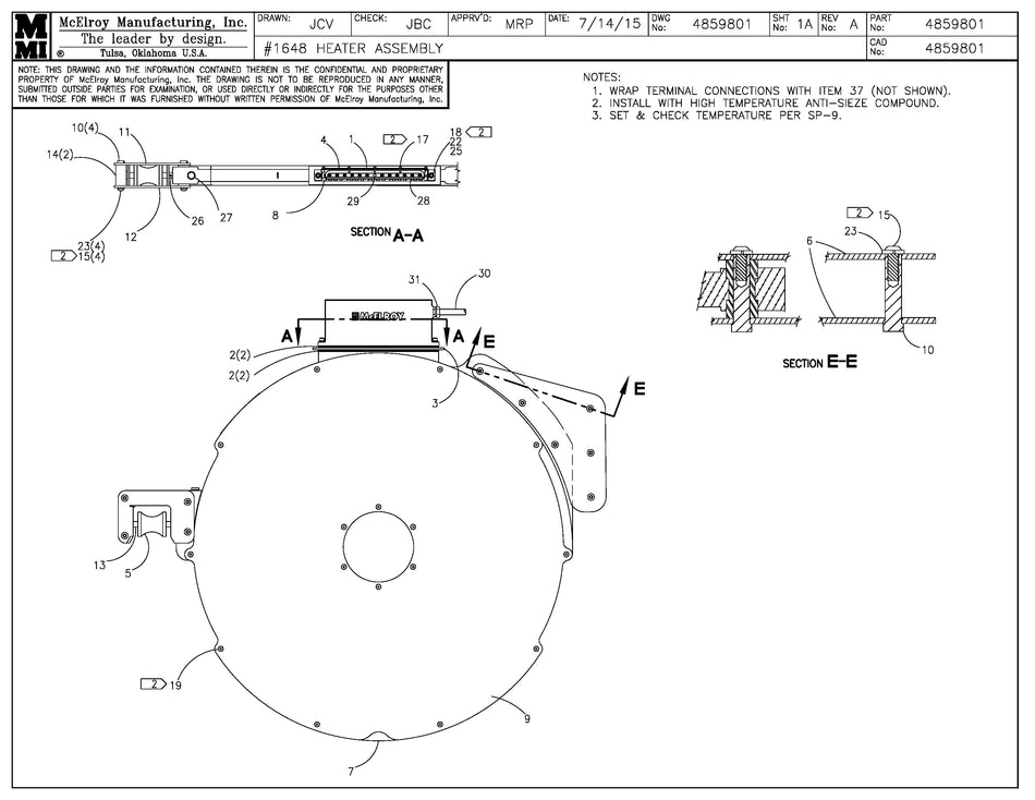 McElroy Part 4859801 - 1648 HEATER ASSY for sale
