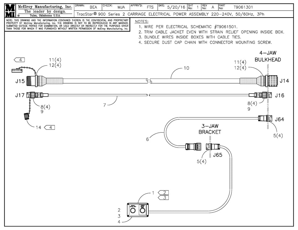 T9061301 - T900 S2 Carriage Elec Pwr Assembly