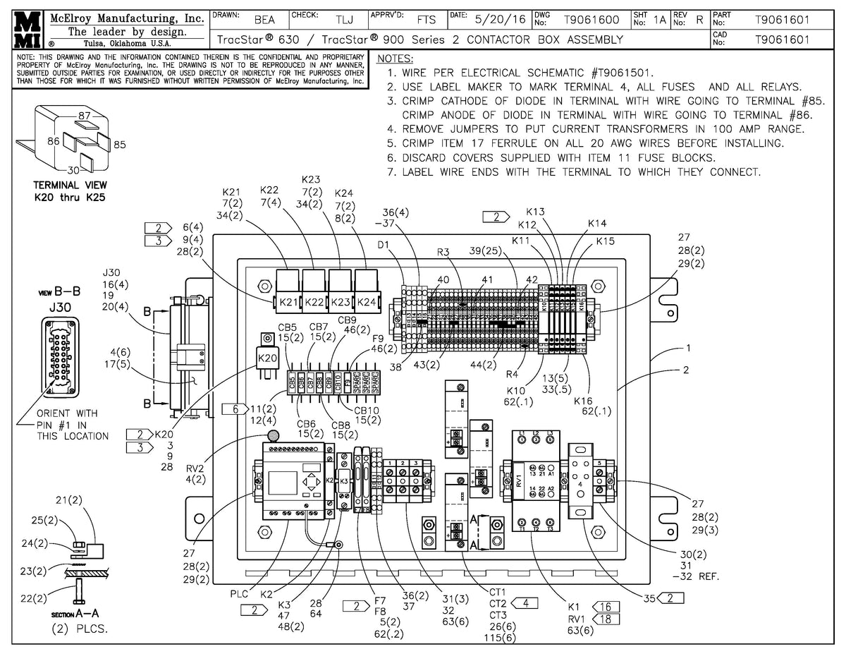 T9061601 - T630/T900 S2 Contactor Box Assembly