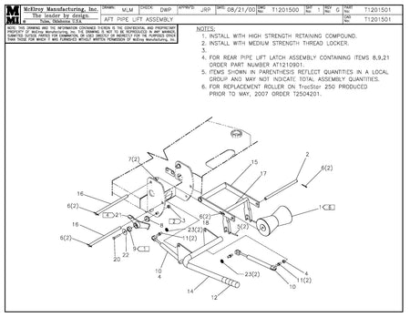 Aft Pipe Lift Assembly