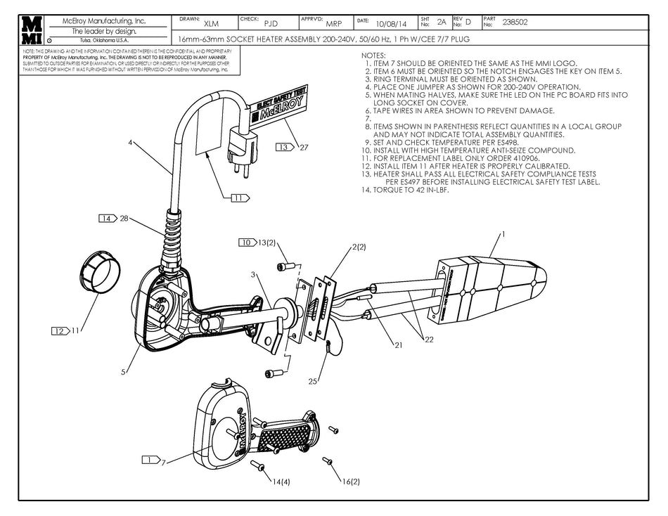16-63mm 240V Socket Heater Assembly