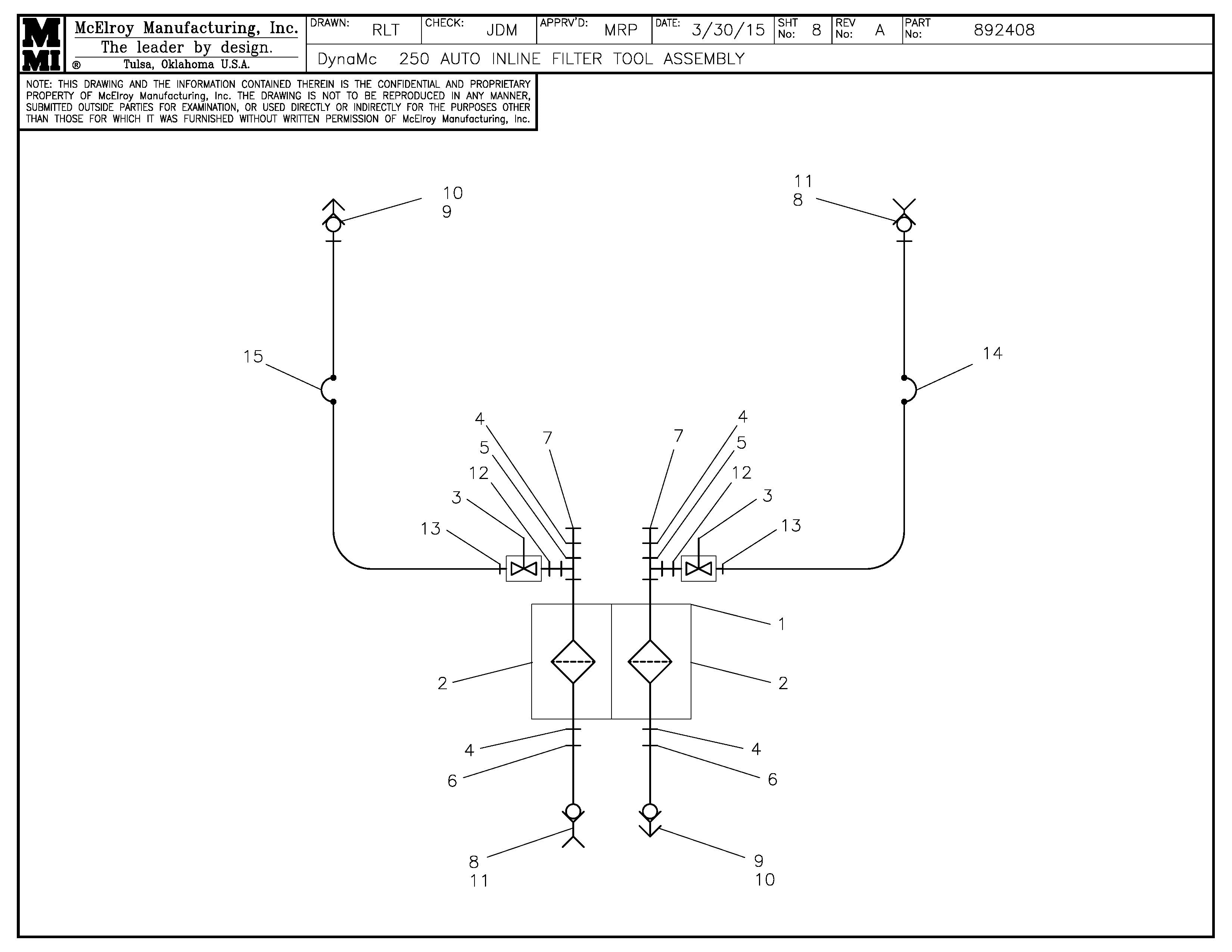 McElroy Part 892408 - DMC250AUTO INLN FLTR TOOL ASSY for sale