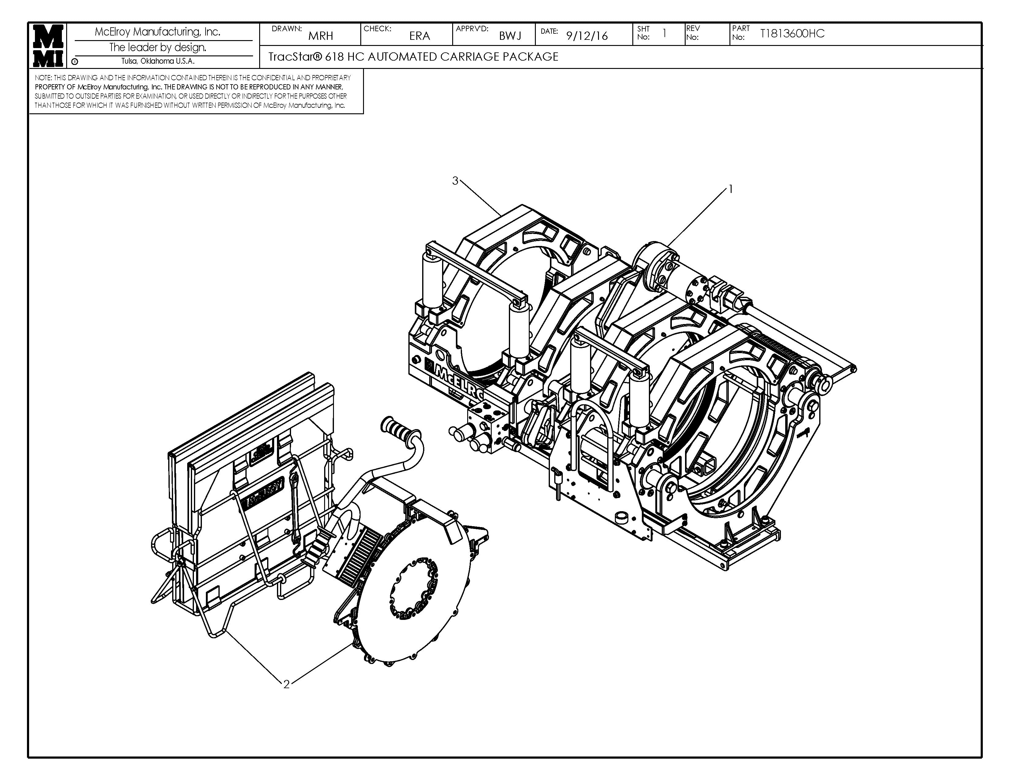 McElroy Part T1813605HC - T618 HC AUTO HF CARRIAGE PKG For Sale
