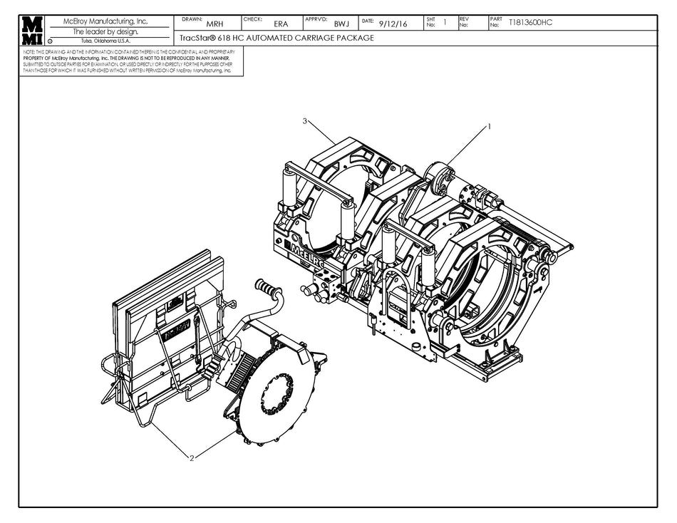 McElroy Part T1813605HC - T618 HC AUTO HF CARRIAGE PKG For Sale
