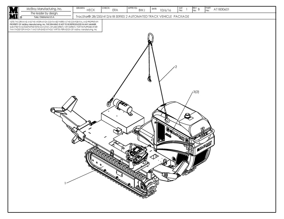 McElroy Part AT1830601 - T28-618 S2 AUTO TRACK VEH PKG For Sale