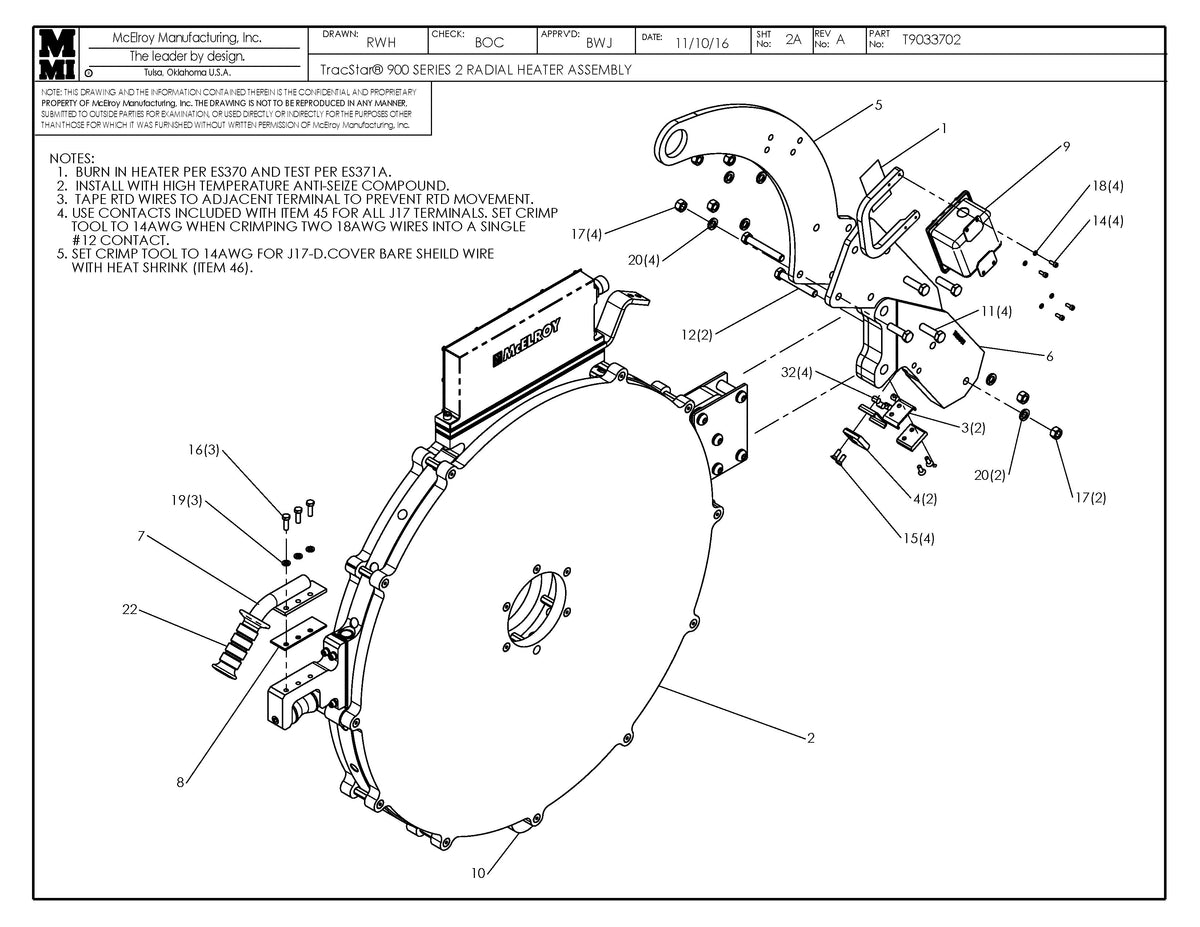 McElroy Part T9033702 - T900 S2 RADIAL HEATER ASSY For Sale