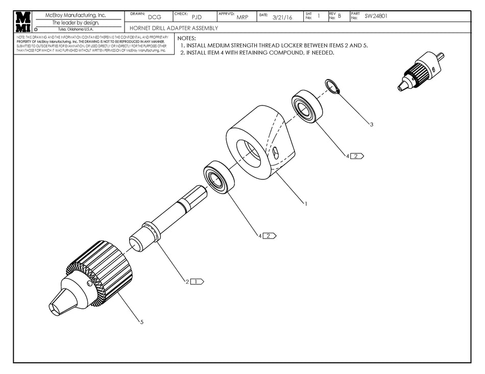 SW24801 - Hornet Drill Adapter Assembly